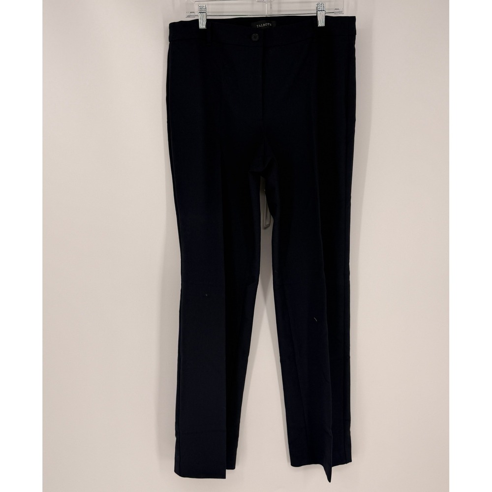 Talbots Heritage Fit Trousers Womens 12 Navy Blue Straight Leg Work Office Pants